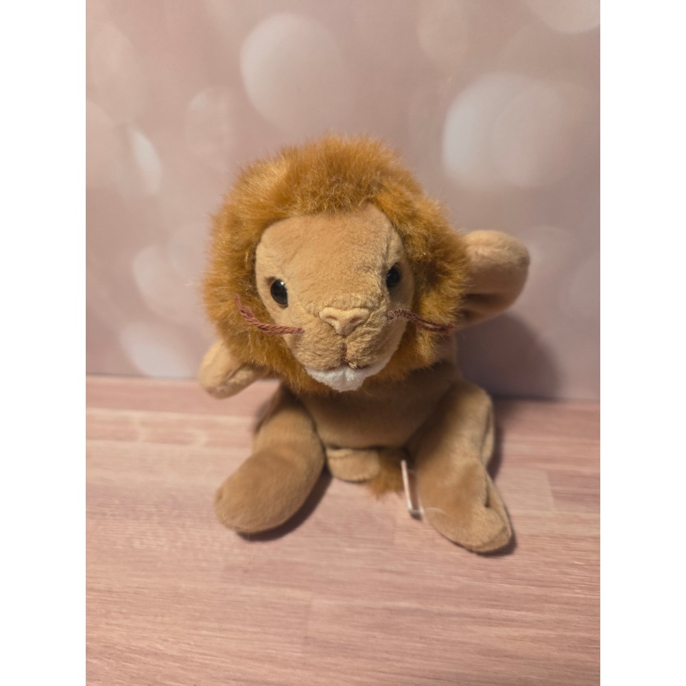 Ty Beanie Babies Roary the Lion Plush Stuffed Animal Tan Brown Mane 1996 Tag